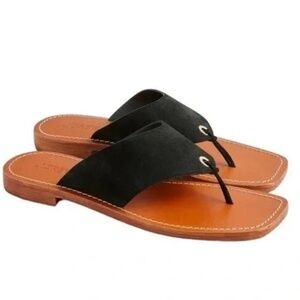 J Crew Suede Thong Sandal Black Size 7